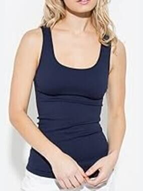 Women Sugar Lips Navy Blue Stretch Microfiber Tank Top OSFM Classic Basic NEW